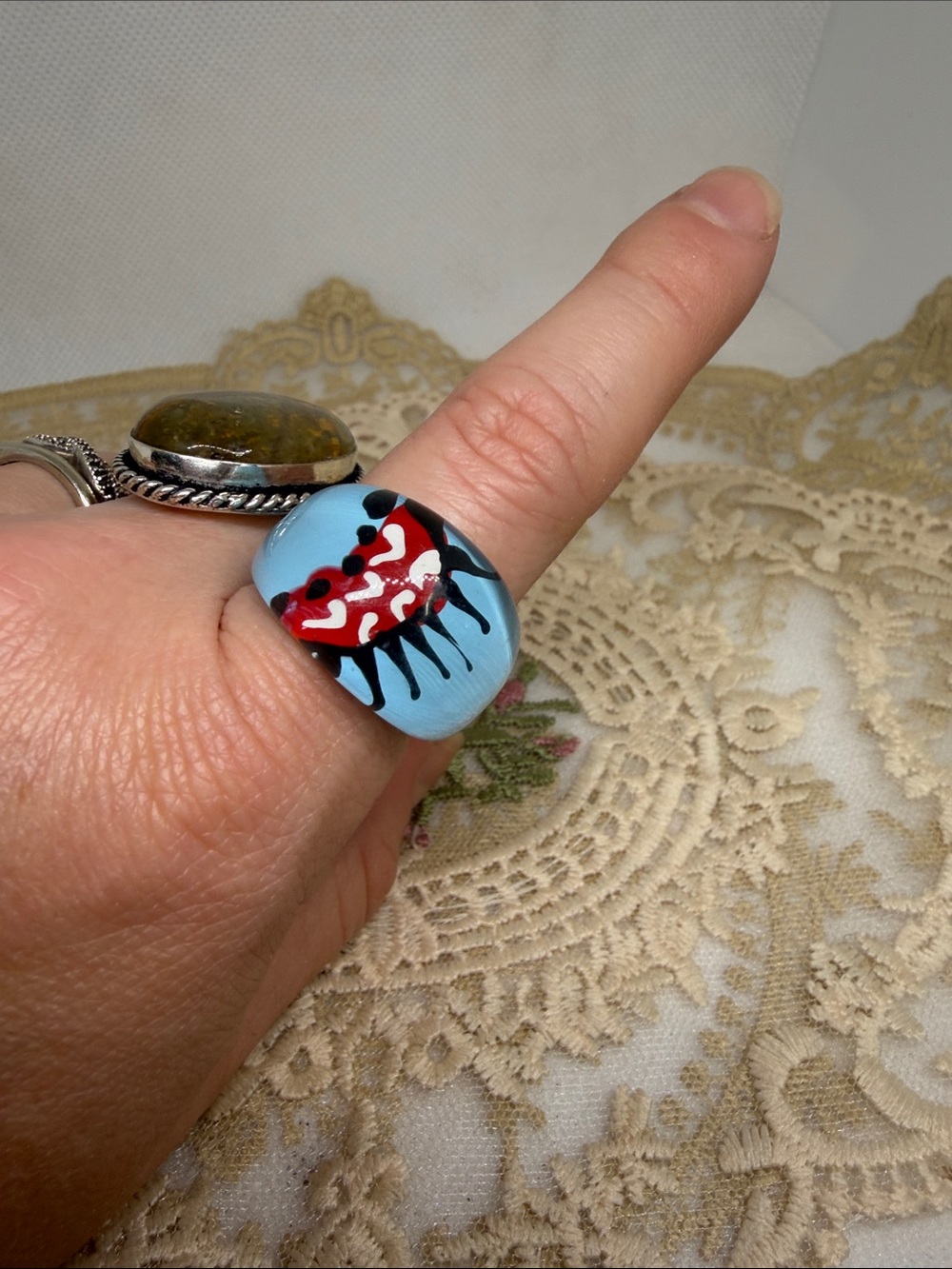 Vintage 90s Lucite Chunky Dome Ring Retro Y2K Statement – 2 Sizes Estate